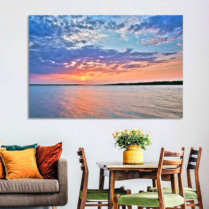 Cloudy Lake Sunset Wall Art