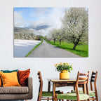 Season Change Road to Snowy Mountain Wall Art