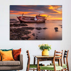 Shipwreck at Sunset Wall Art