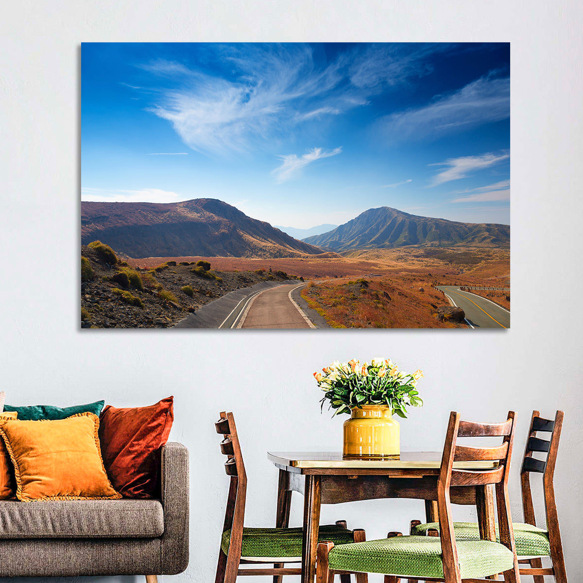 Mount Aso Winding Road Wall Art