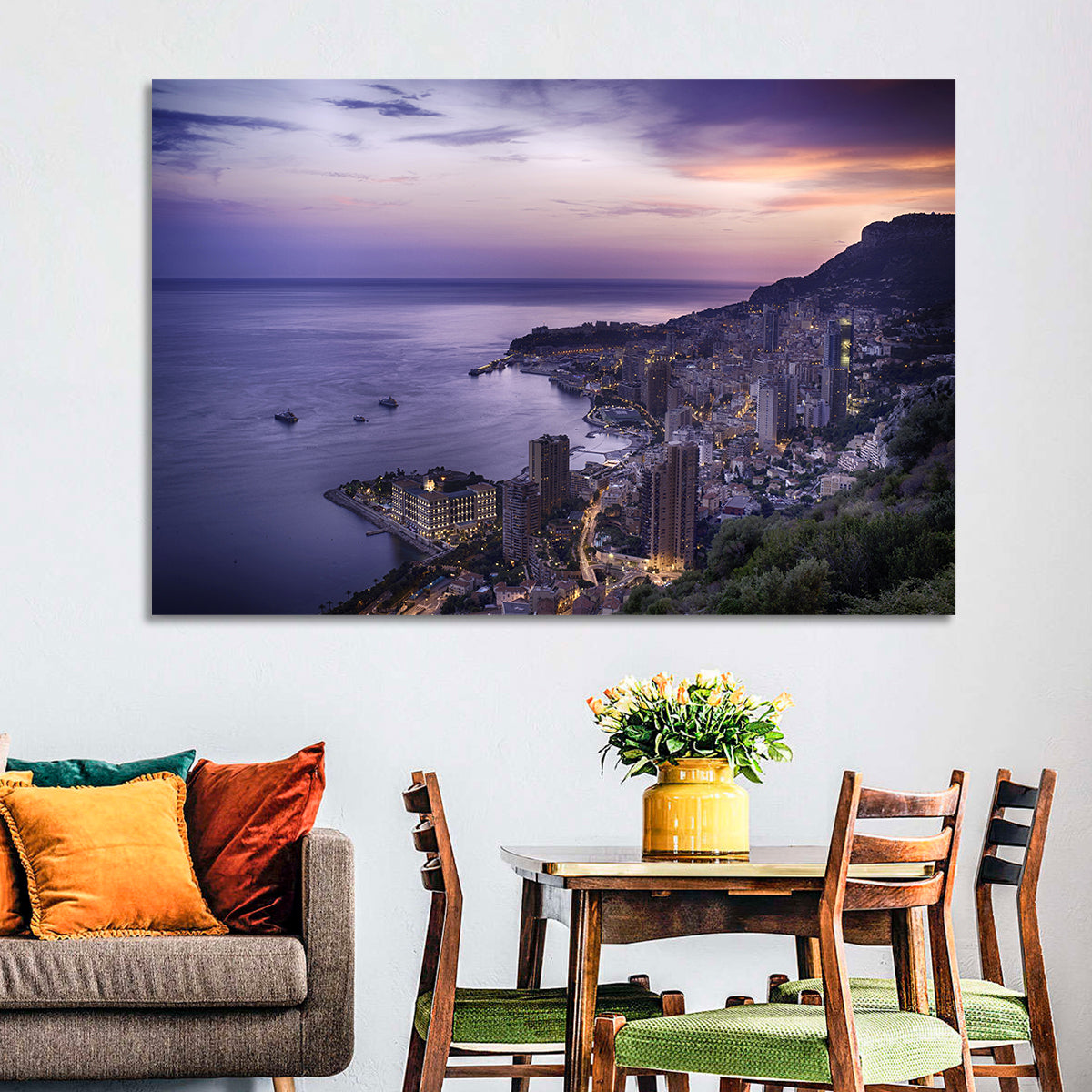 Monte Carlo at Dusk Wall Art in a room, landscape