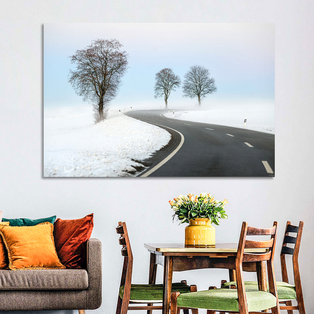 Foggy Winter Road Wall Art