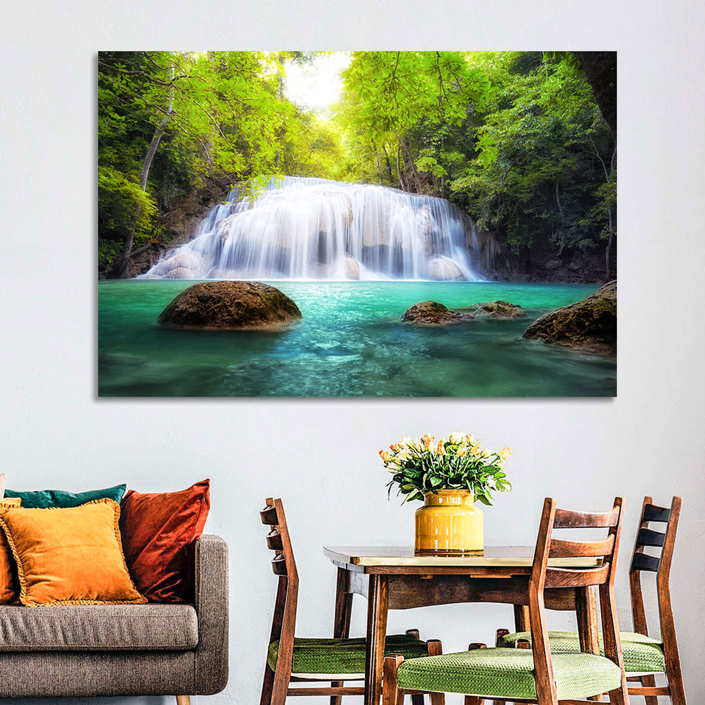 Erawan Falls Turquoise Waterfall Wall Art