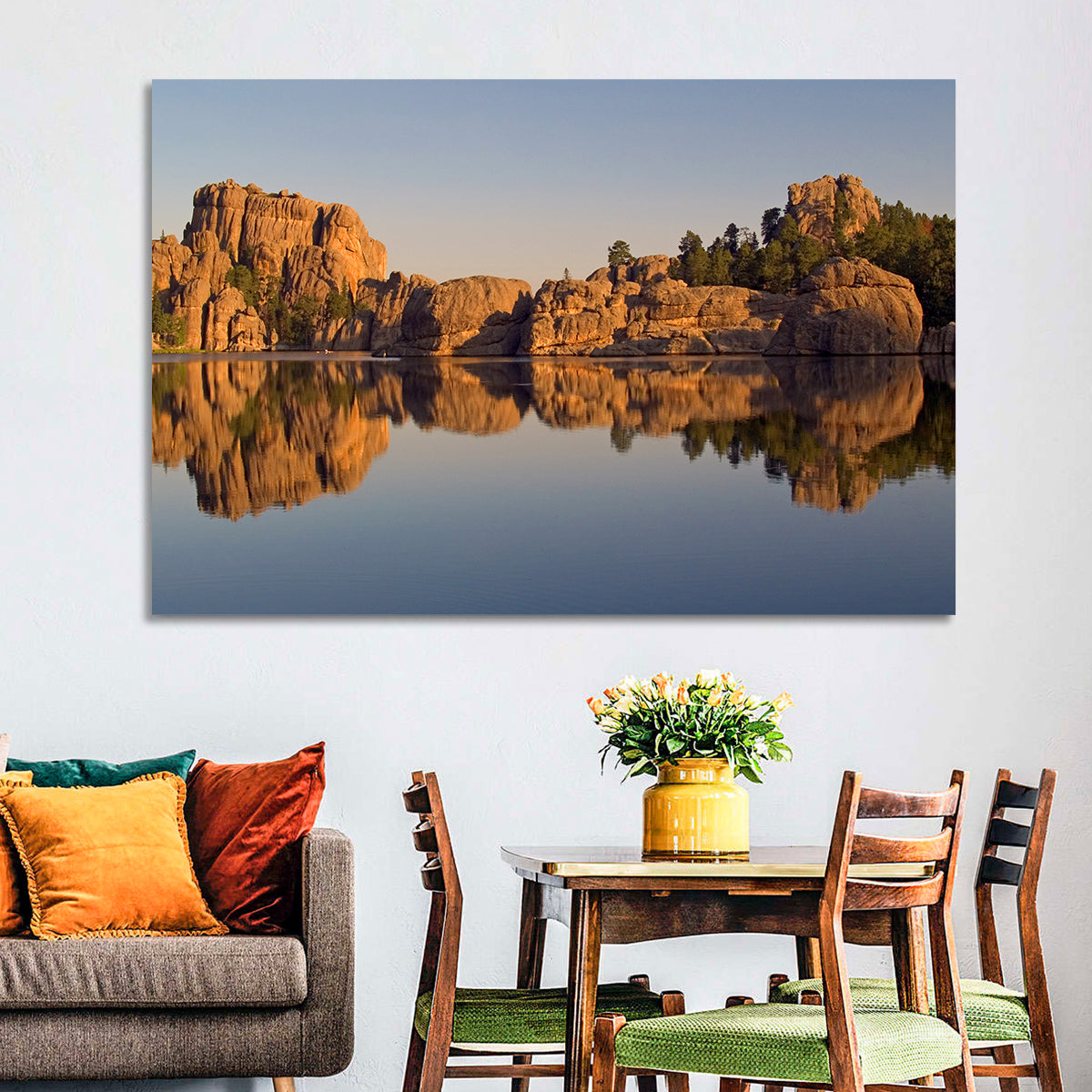 Sylvan Lake Reflection Wall Art in a room, landscape