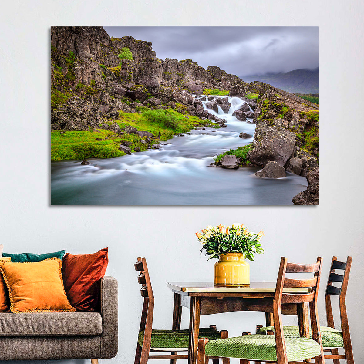 Öxarárfoss Stream, Þingvellir Wall Art in a room, landscape