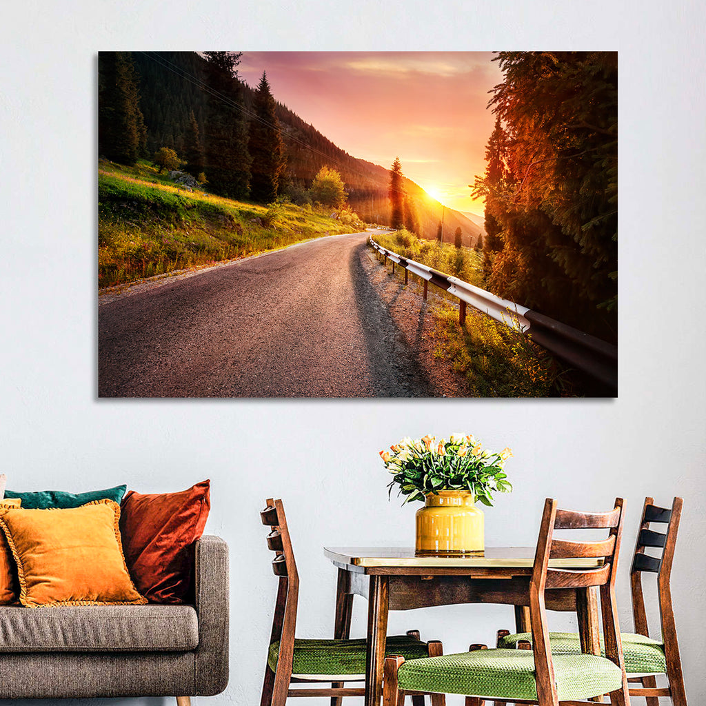 Golden Hour Mountain Road Wall Art