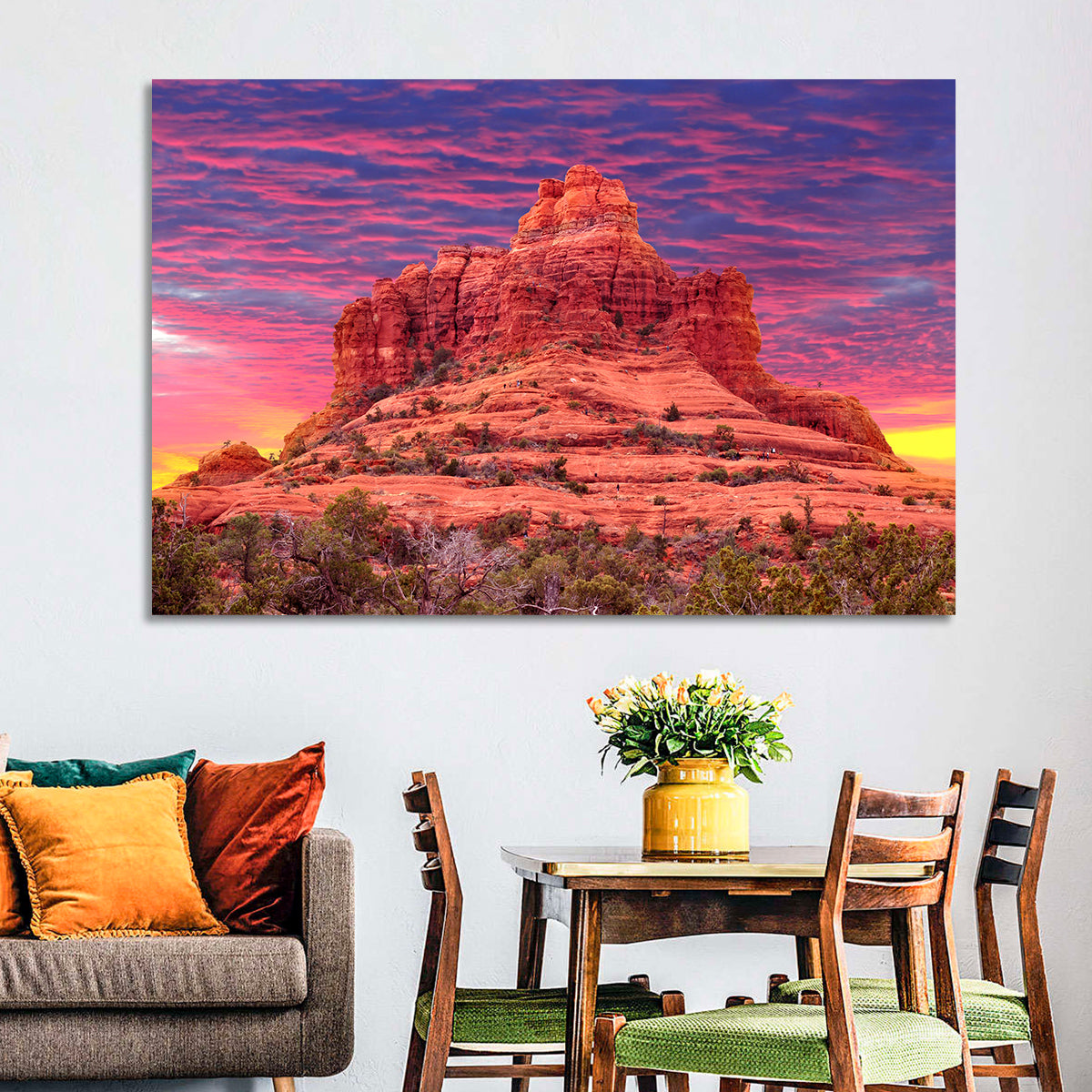 Bell Rock Sunset, Sedona Wall Art in a room, landscape