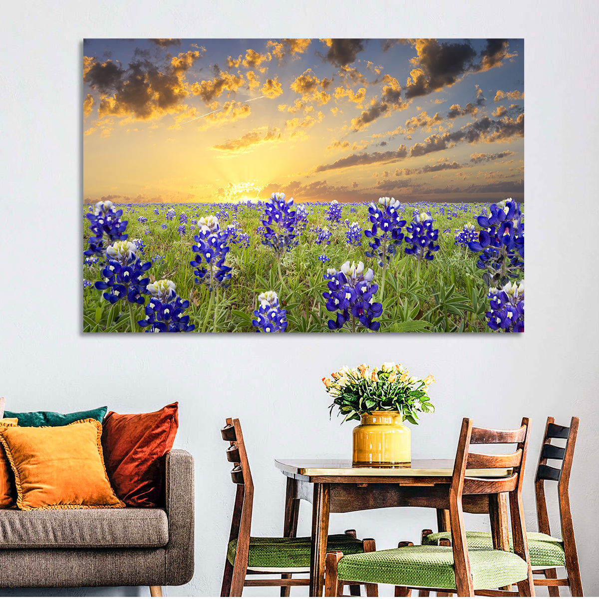 Bluebonnet Field at Sunset Wall Art