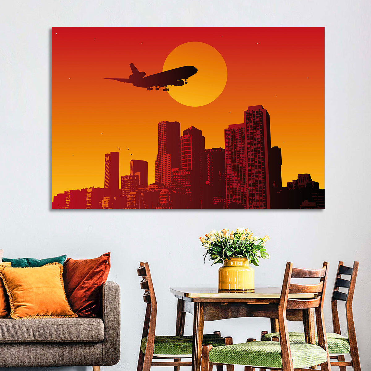 Tri Jet Sunset Skyline Wall Art