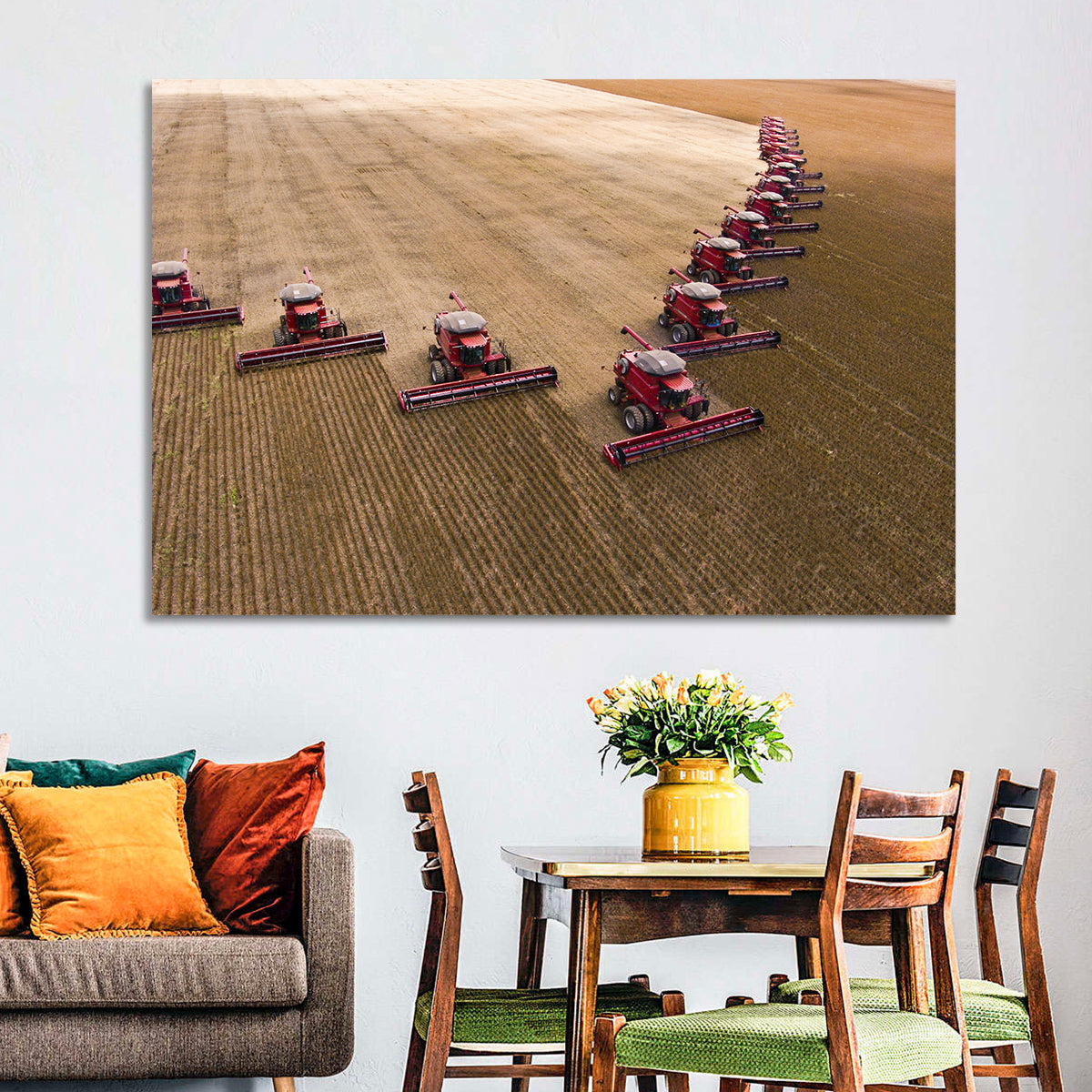 Aerial Soybean Harvest Wall Art