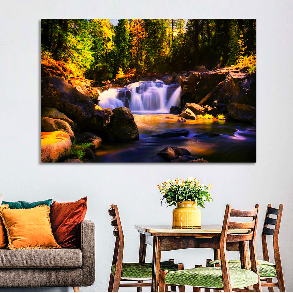 Autumn Mountain Waterfall Wall Art