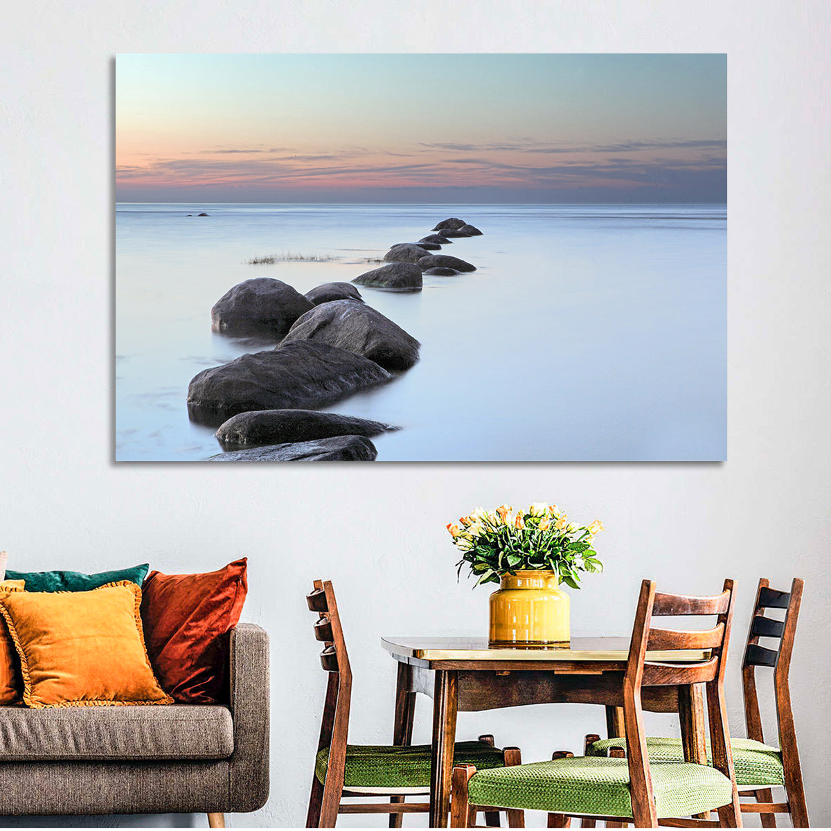 Baltic Sea Stones Wall Art in a room, landscape