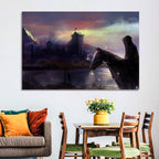 Horseman at Dusk by Misty Castle Wall Art