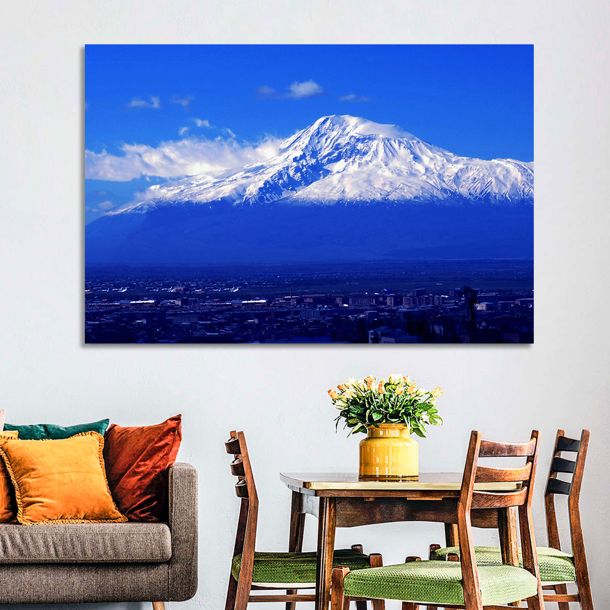 Mount Ararat Over Yerevan Wall Art in a room, landscape