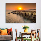 Sunset Over Sea Caves Wall Art