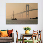 Newport Bridge in Golden Haze Wall Art