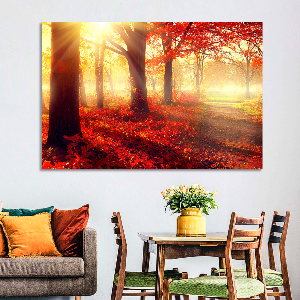 Sunlit Forest Path Wall Art
