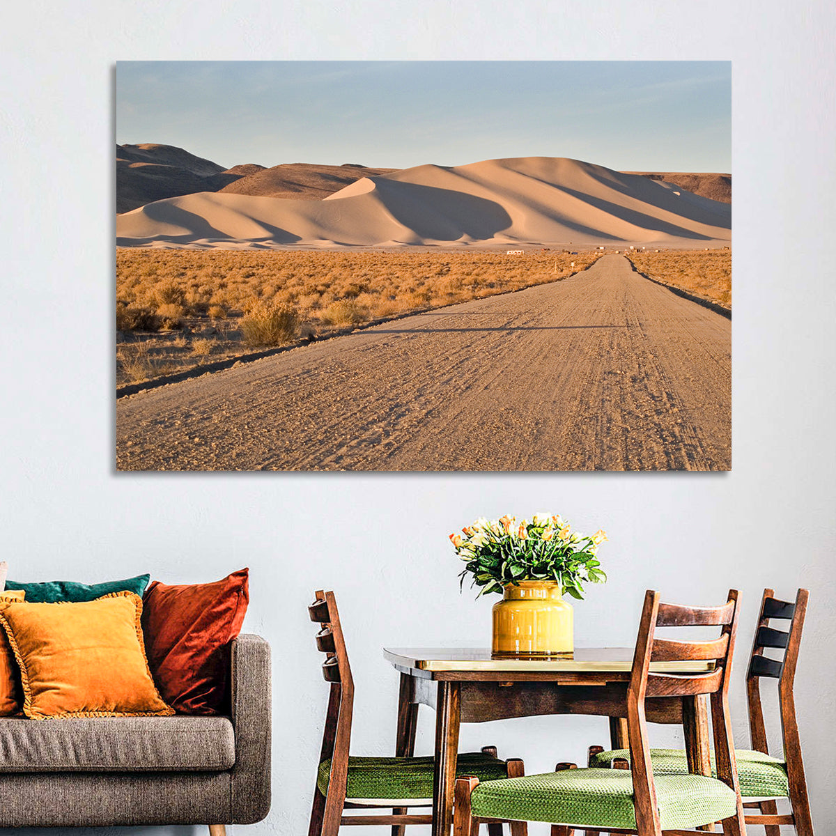 Sand Mountain Dune Road Wall Art in a room, landscape