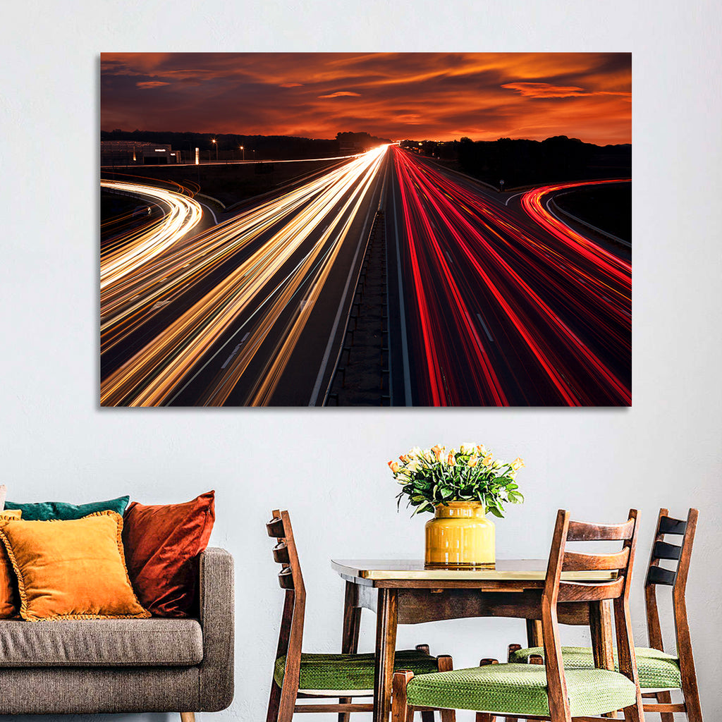 Sunset Highway Light Trails Wall Art