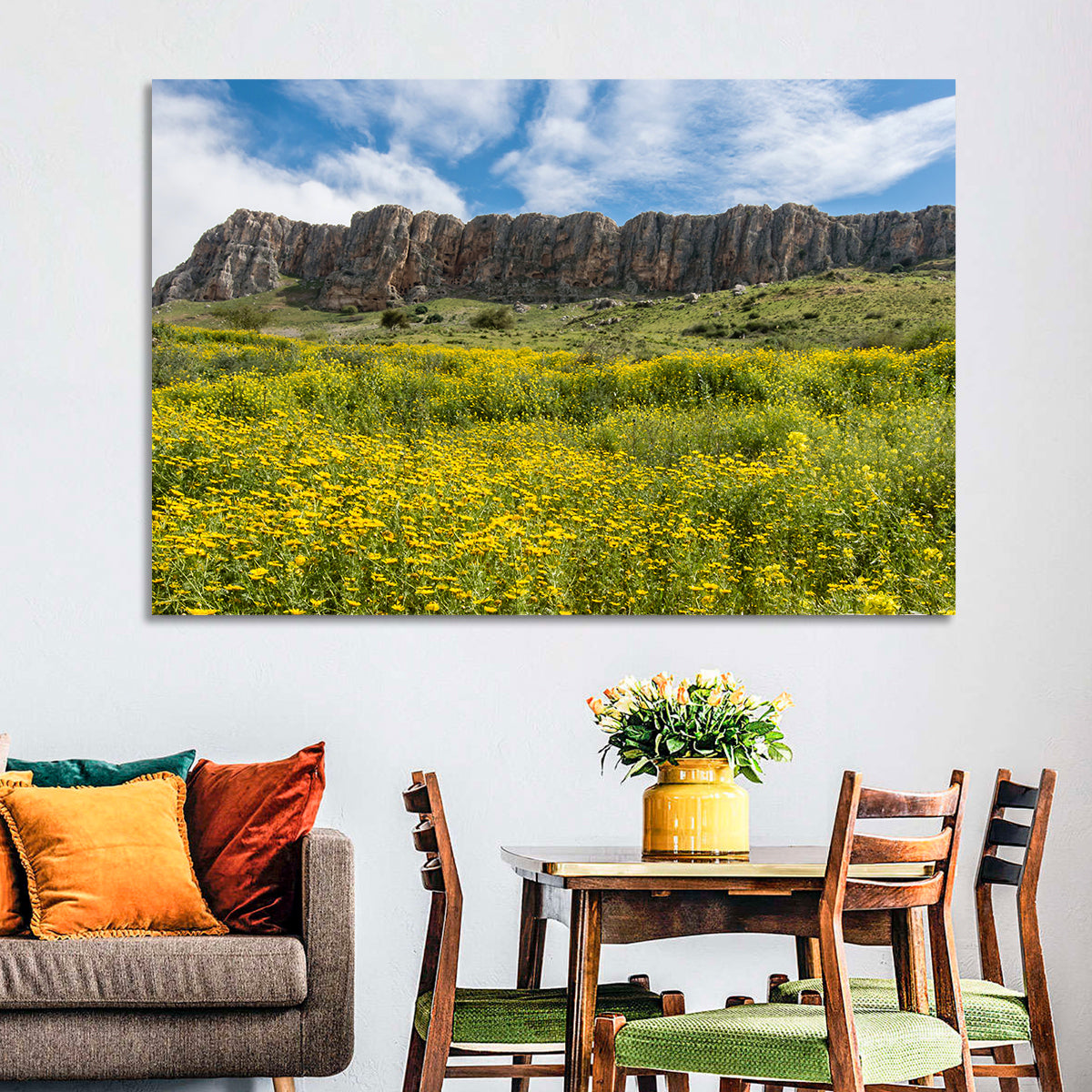Mount Arbel Wildflower Meadow Wall Art in a room, landscape