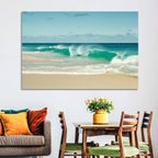 Turquoise Wave on Sandy Beach Wall Art