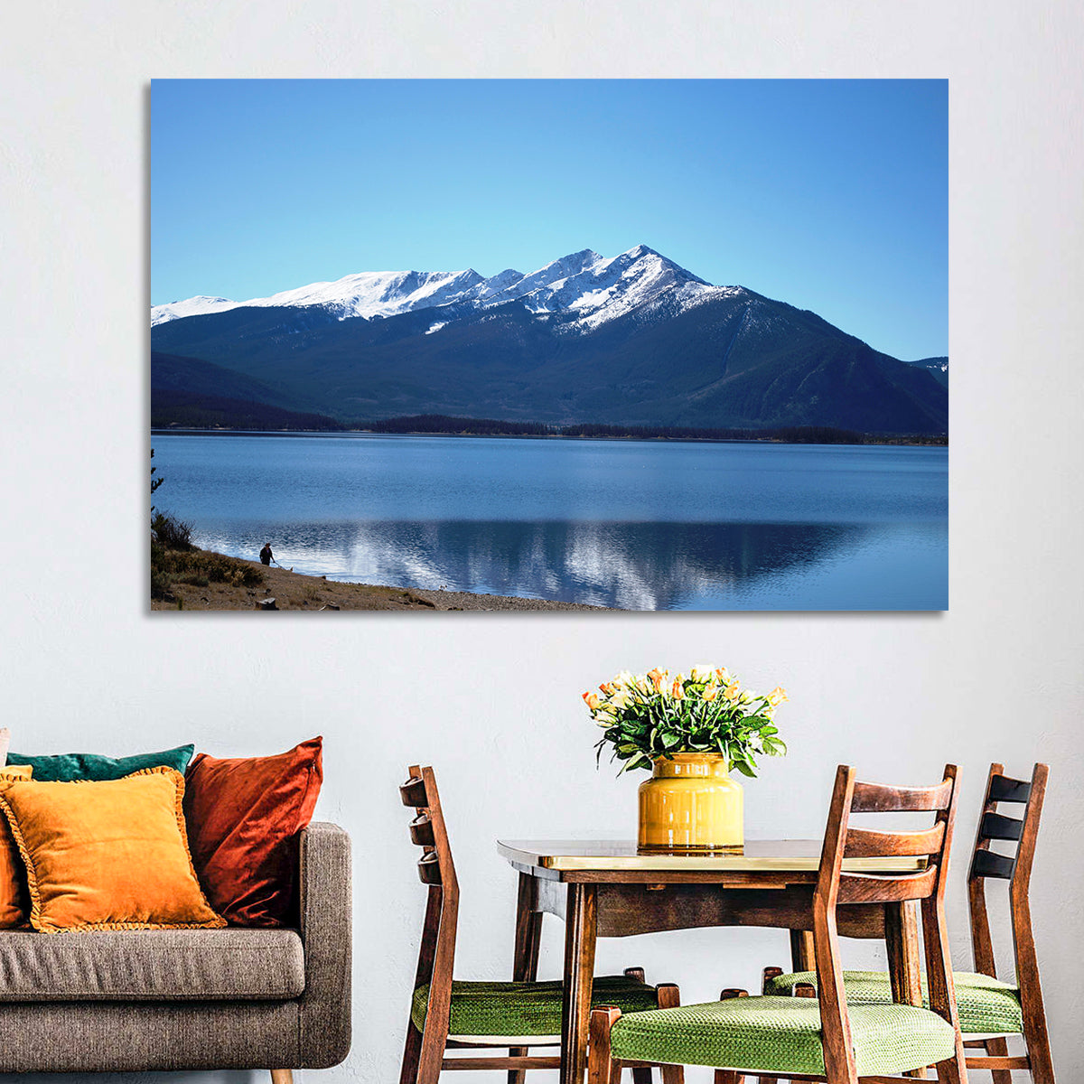 Lake Dillon Reflection Wall Art in a room, landscape