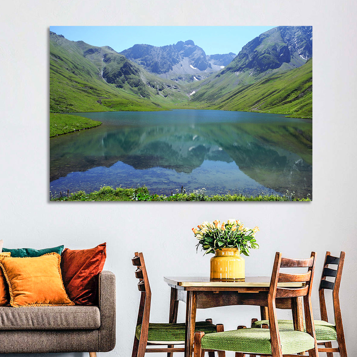Urup Lake Reflection Wall Art in a room, landscape