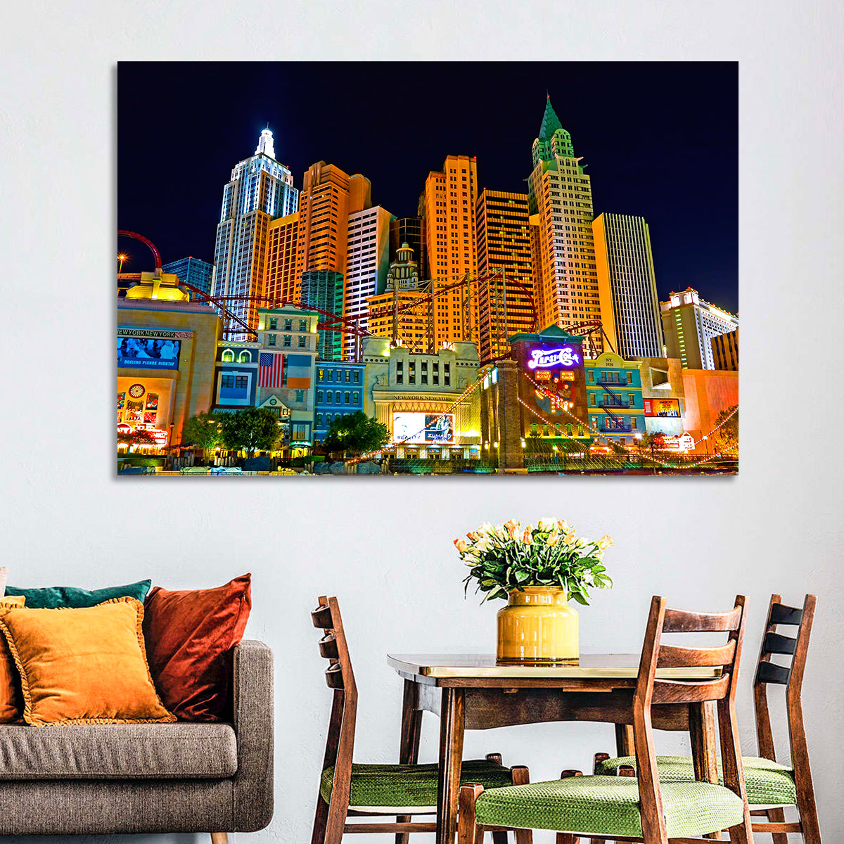Las Vegas Big Apple Coaster at Night Wall Art