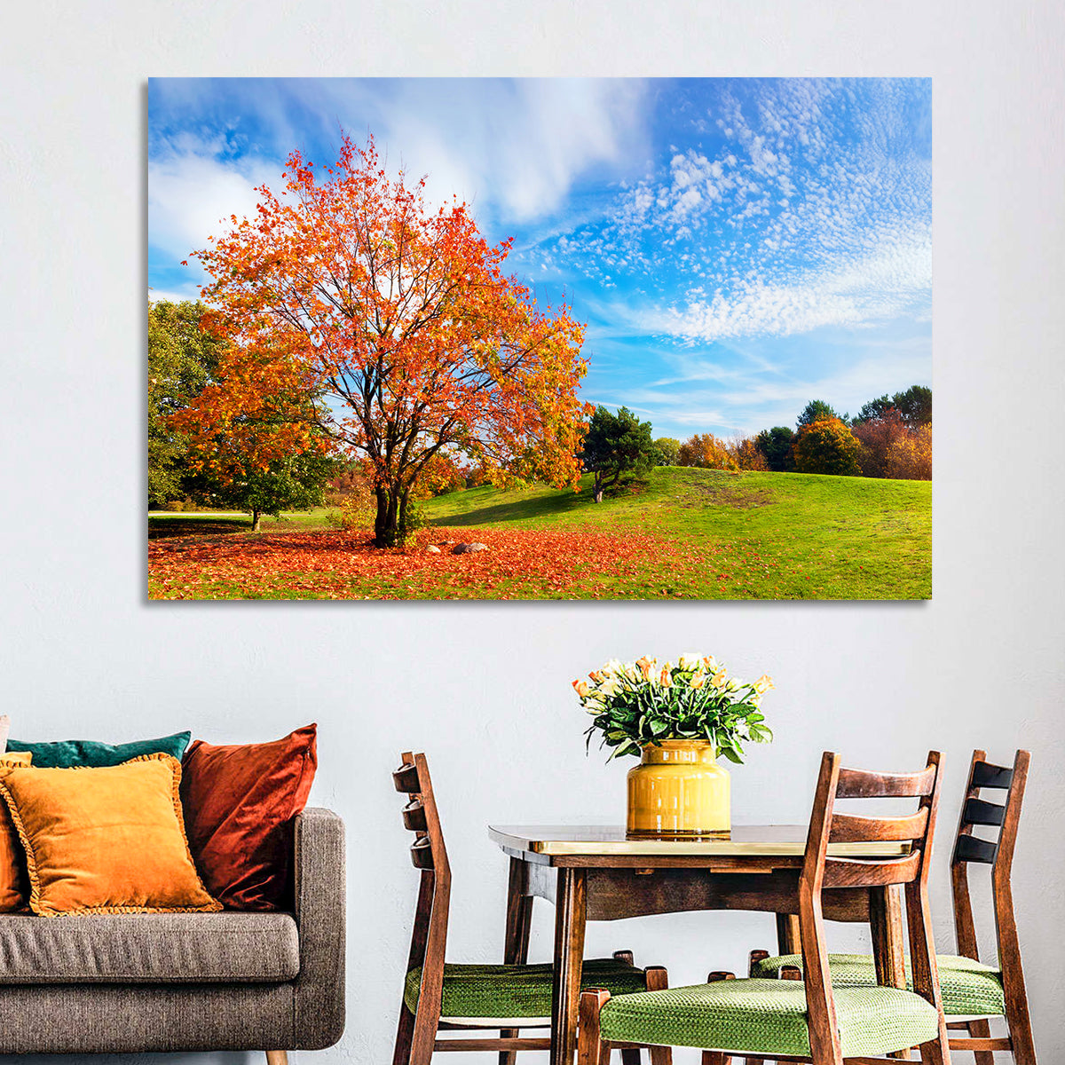 Orange Maple on Rolling Hill Wall Art