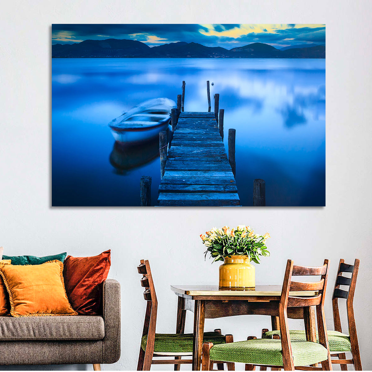 Boat and Wooden Pier Wall Art