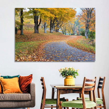 Autumn Leaves on Road Wall Art