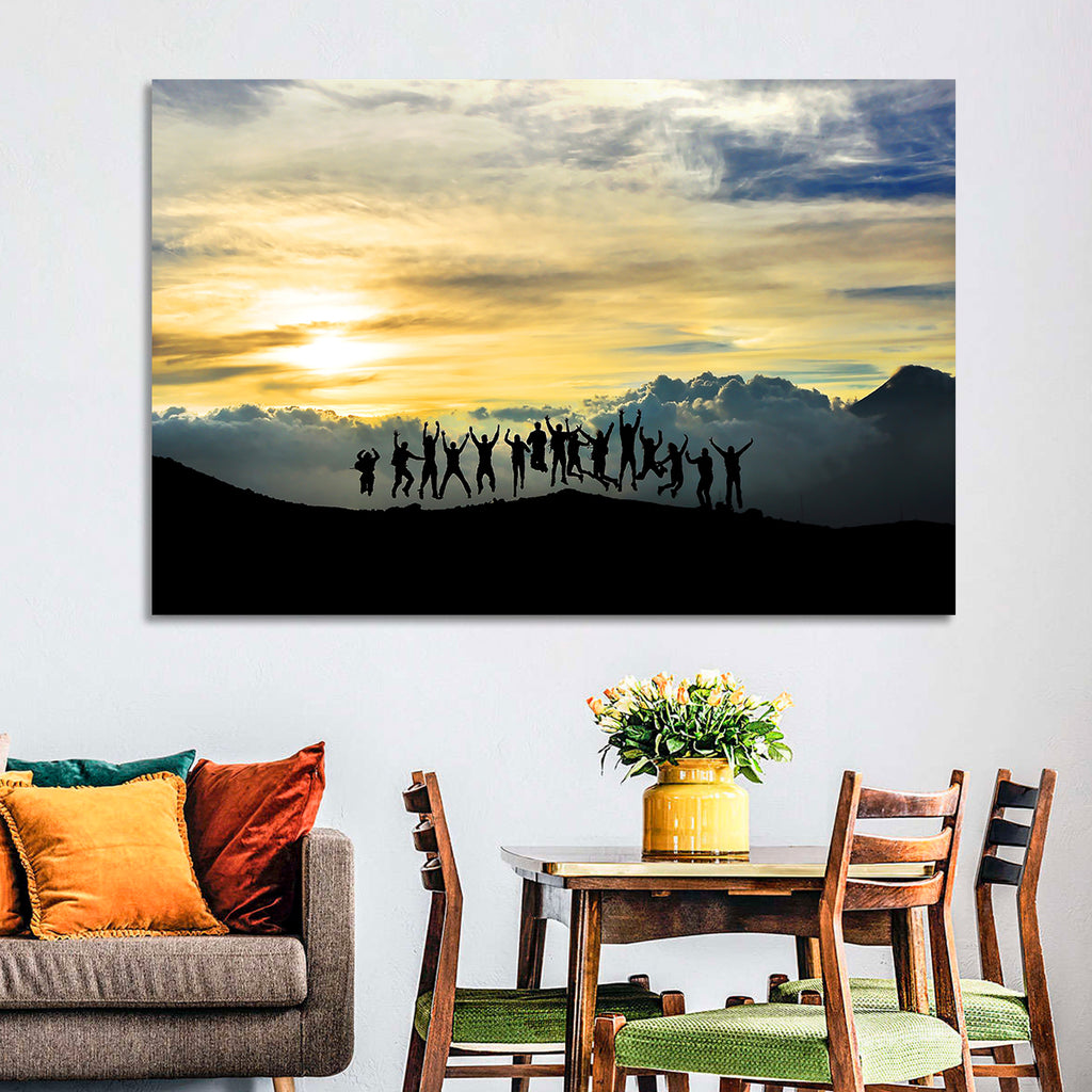 Golden Team Silhouettes at Sunset Wall Art