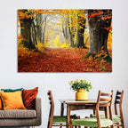 Misty Autumn Forest Path Wall Art