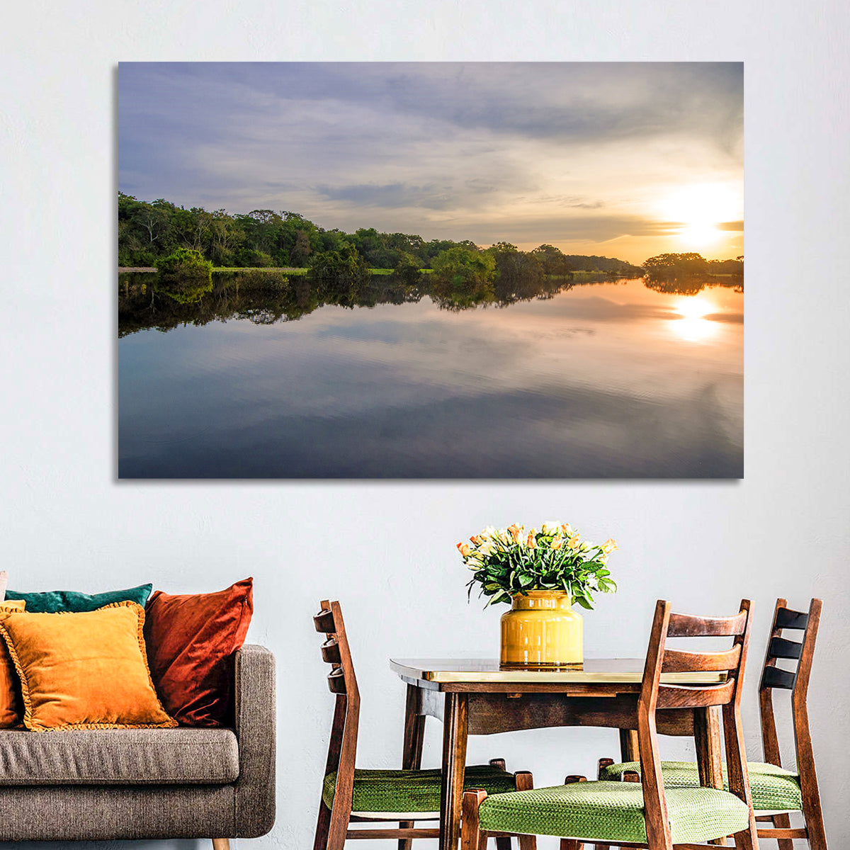 Amazon River Sunset Reflection Wall Art