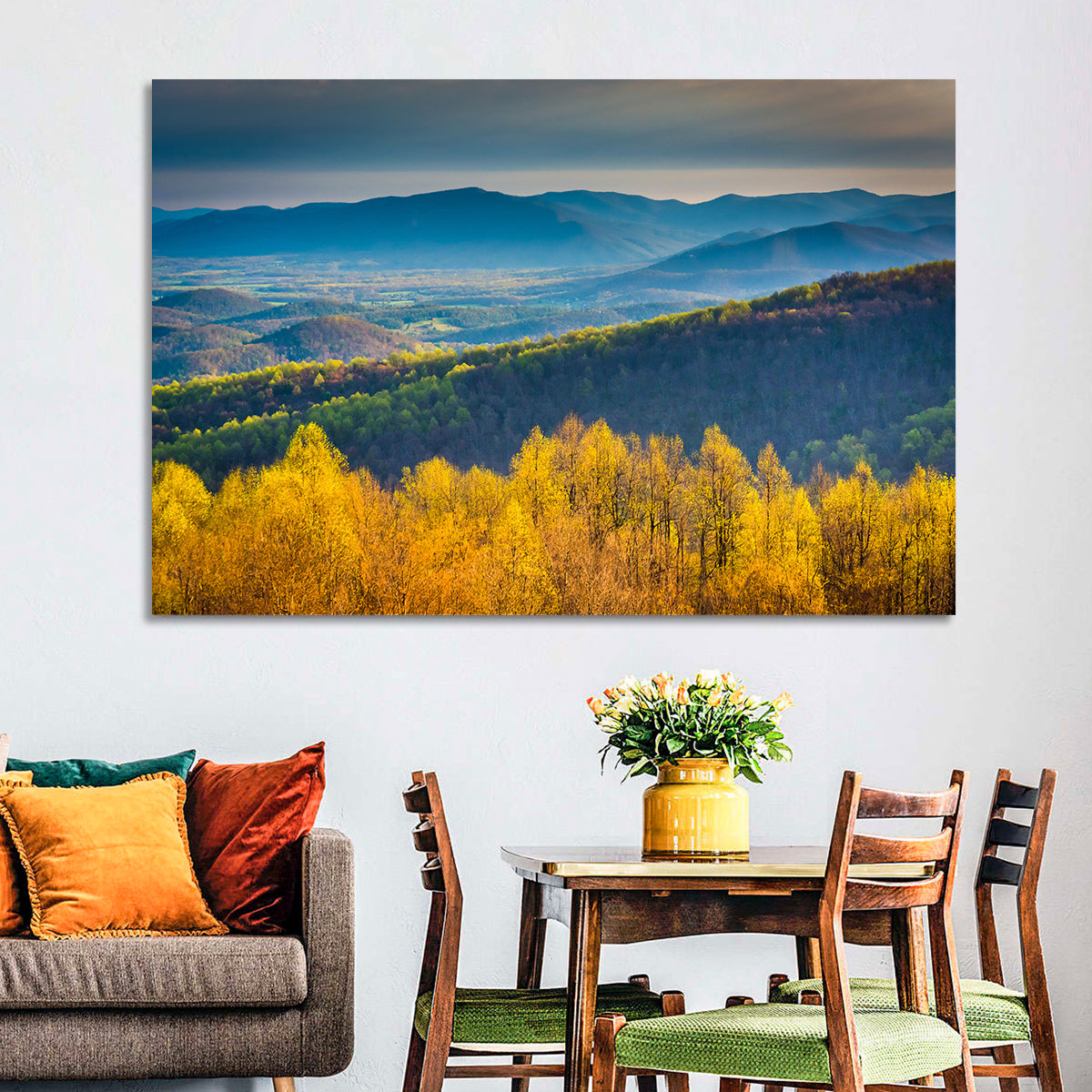 Shenandoah Golden Hour Ridge Wall Art in a room, landscape