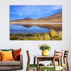 Red Lagoon Flamingo Reflection Wall Art