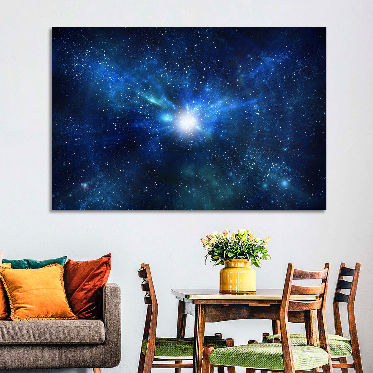 Lightspeed Galaxy Burst Wall Art in a room, landscape