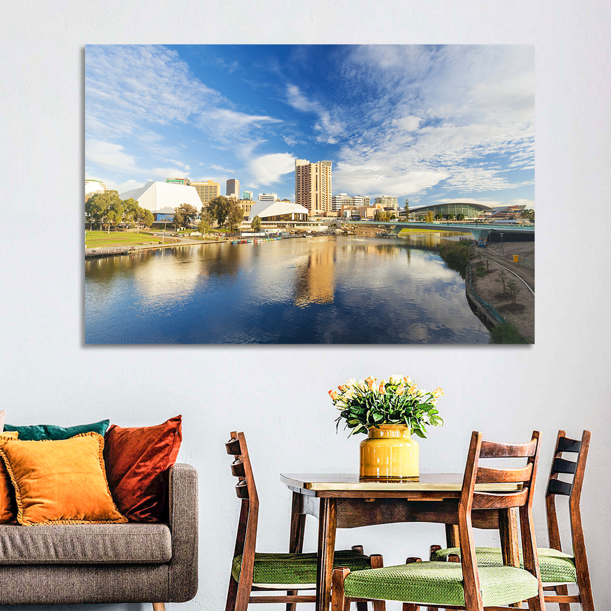 Adelaide River Torrens Skyline Wall Art in a room, landscape