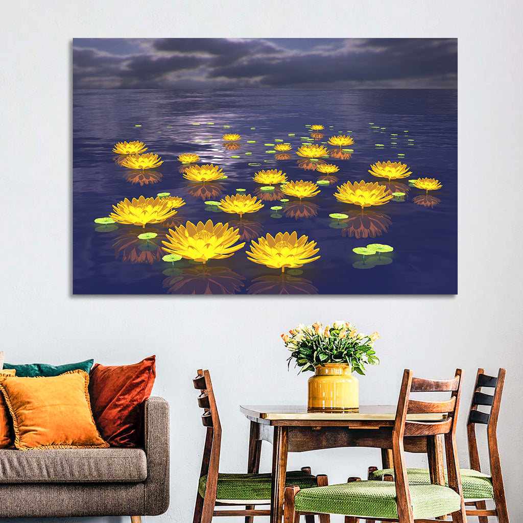 Floating Lotus at Dusk Wall Art