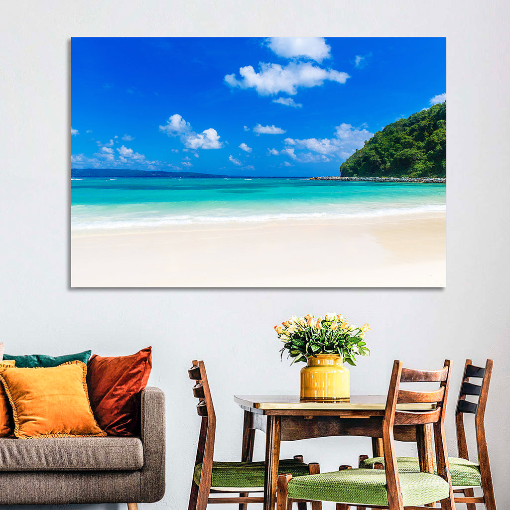 Turquoise Tropical Beach Scene Wall Art