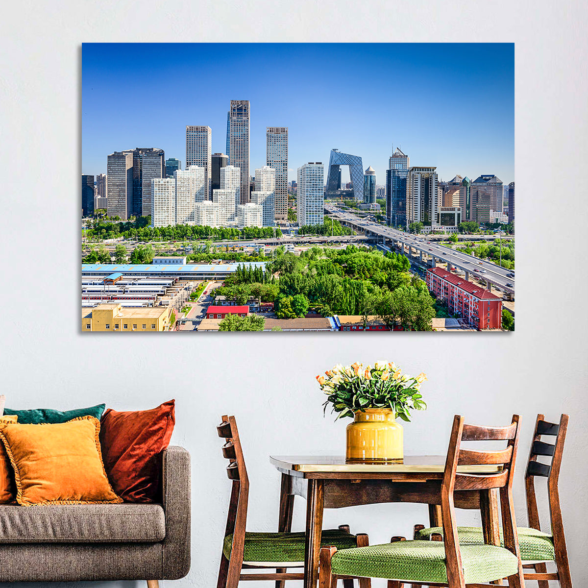 Beijing Cctv Headquarters Skyline Wall Art in a room, landscape