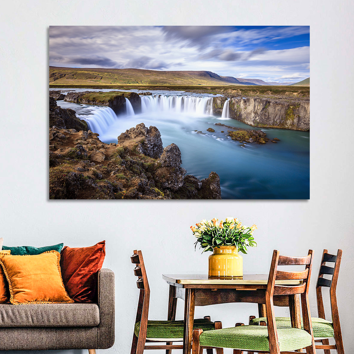 Goðafoss Waterfall, Iceland Wall Art in a room, landscape