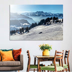 Sunlit Alpine Ski Slope Wall Art