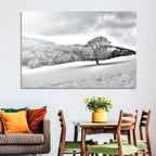 Solitary Snowy Tree Landscape Wall Art