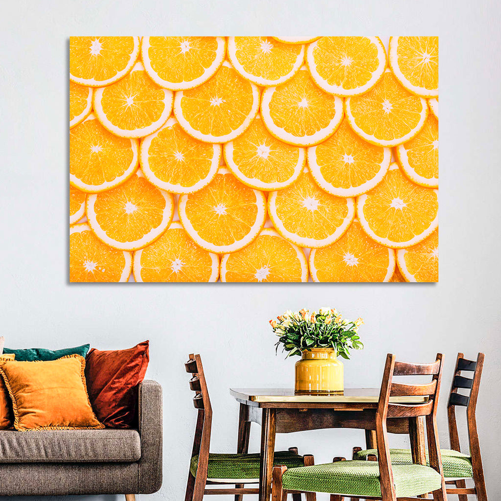 Orange Slice Grid Pattern Wall Art