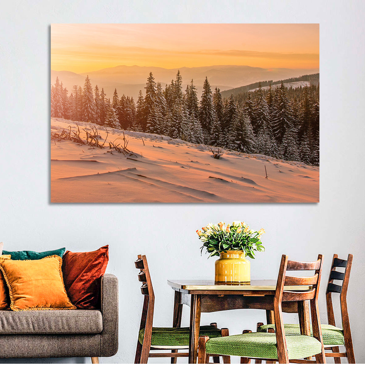Hoverla Snowfield at Sunset Wall Art in a room, landscape