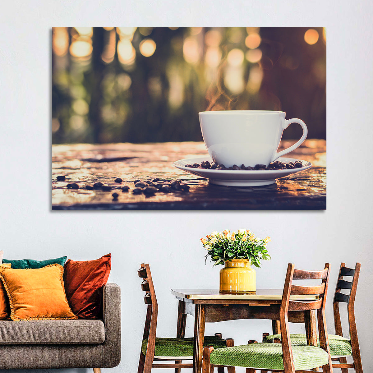 Steaming White Coffee Cup Wall Art