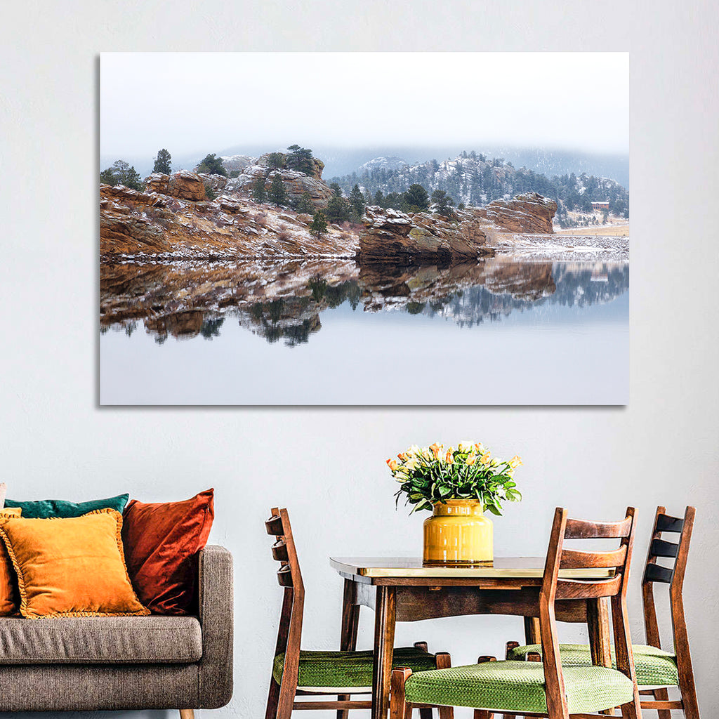 Marys Lake Foggy Reflection Wall Art