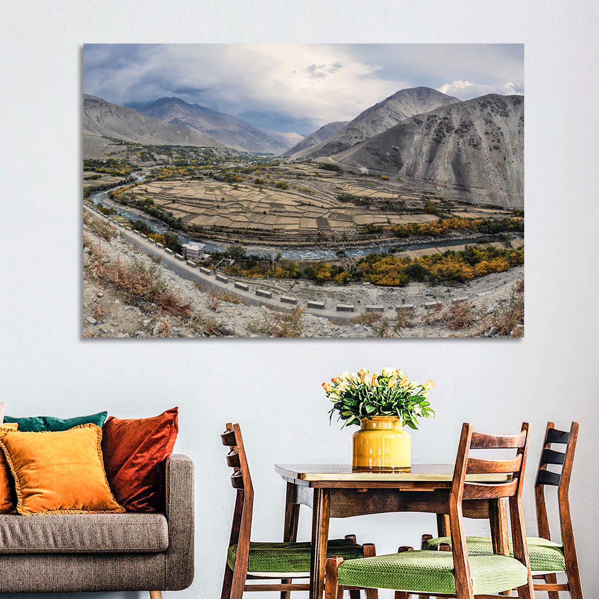 Autumn Valley, Afghanistan Wall Art in a room, landscape