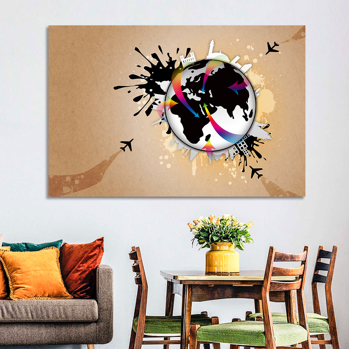 Global Travel Concept Wall Art in a room, landscape